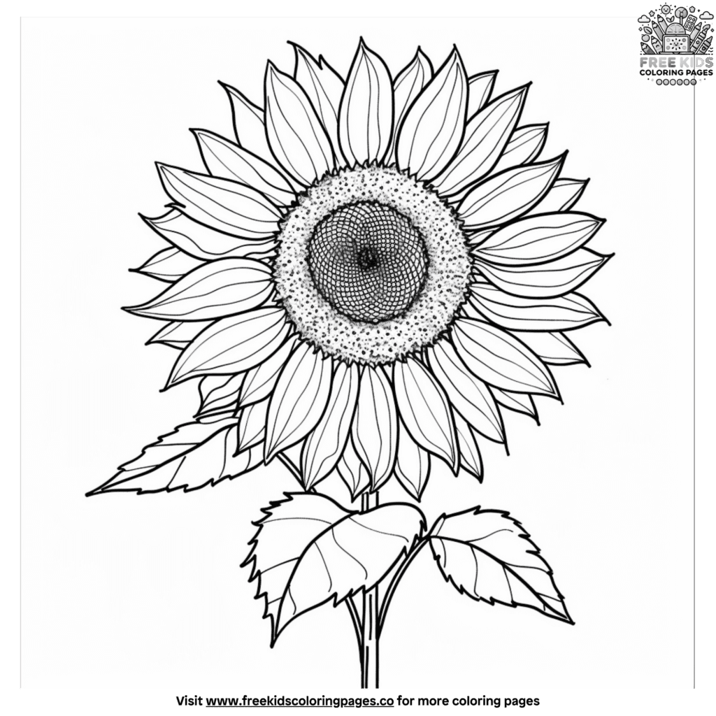 Realistic sunflower coloring pages