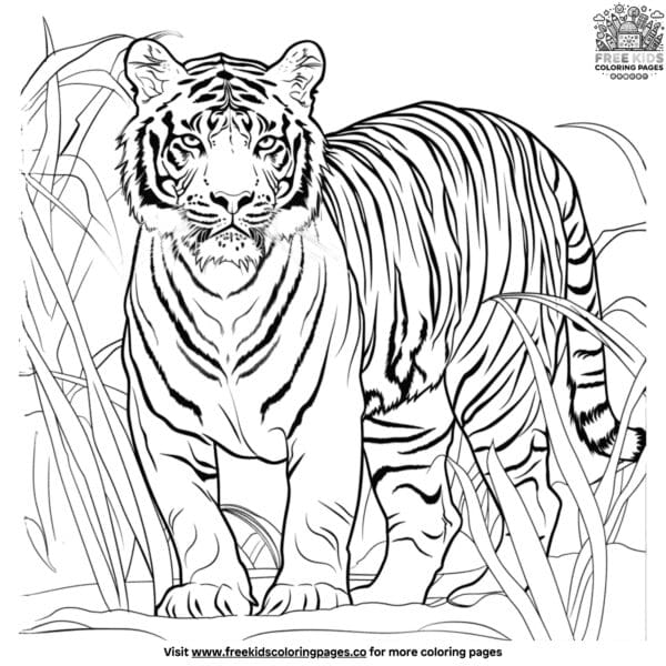 Realistic tiger coloring pages