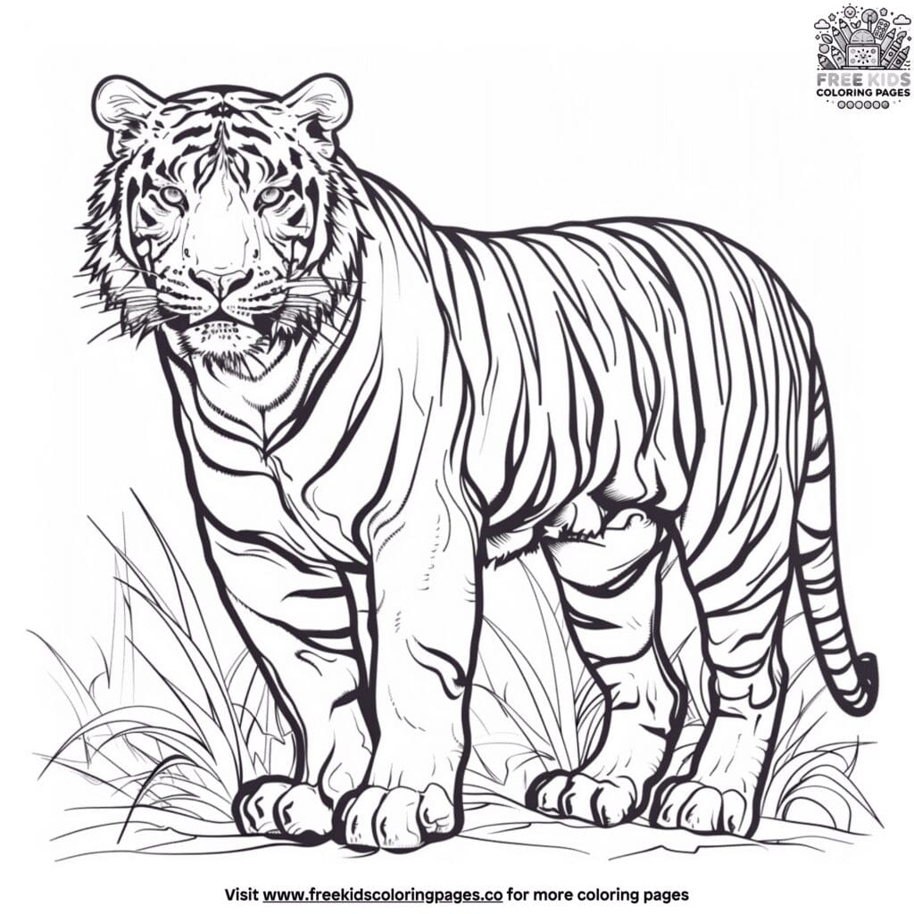 Realistic tiger coloring pages