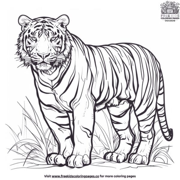 Tiger in the wild coloring pages