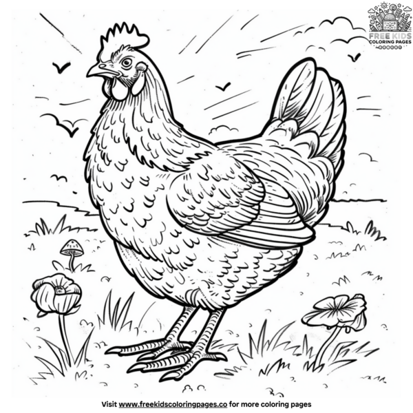 Realistic Chicken Coloring Pages
