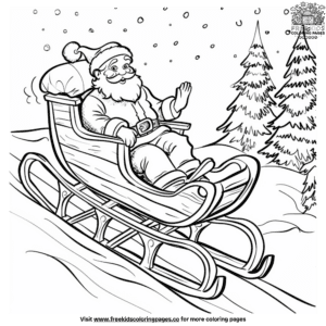 Festive santa sleigh coloring pages