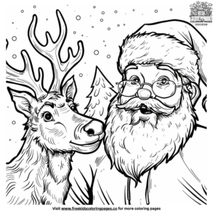 Santa and Reindeer Coloring Pages