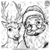 Delightful Santa and Reindeer Coloring Pages