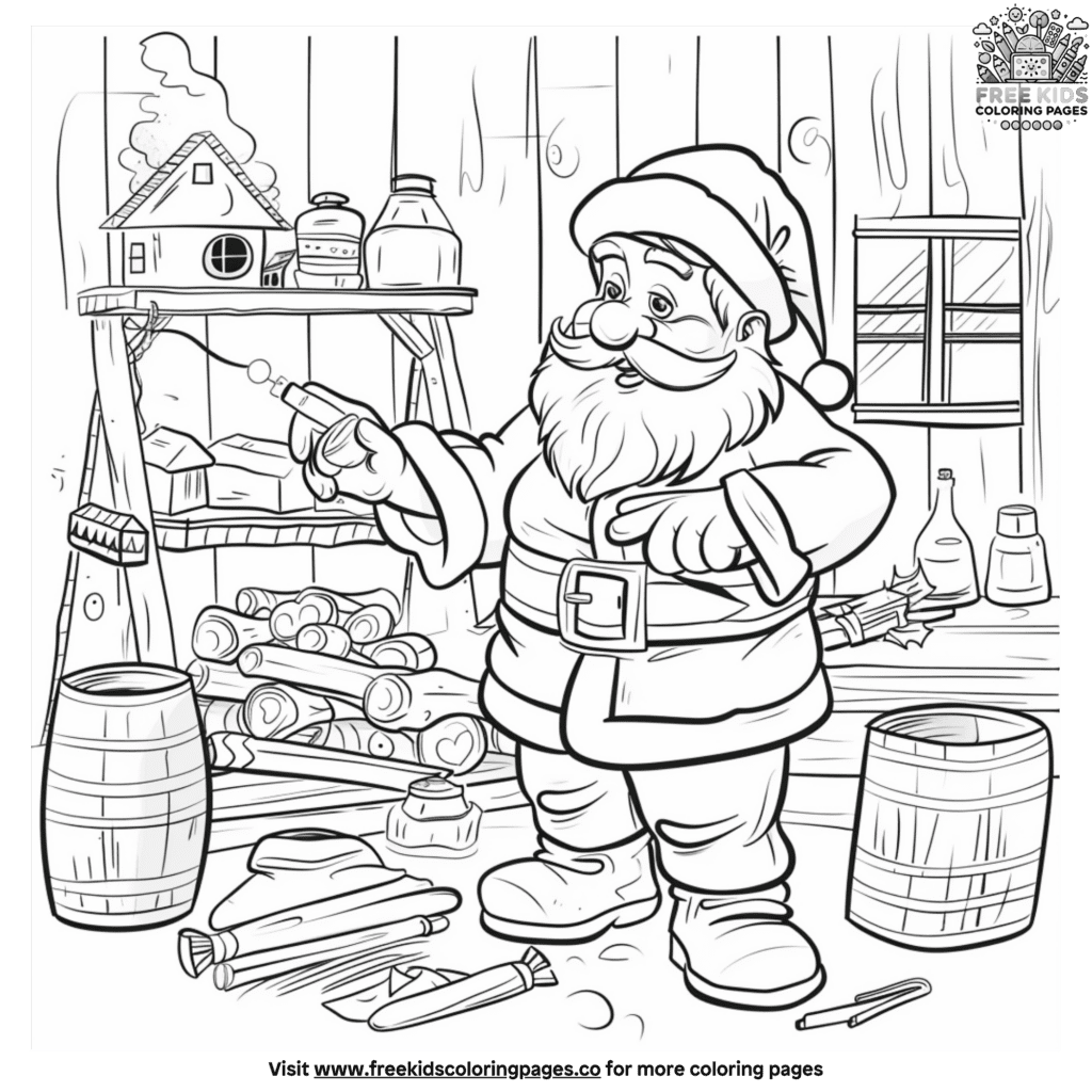 Enchanting Santa's Workshop Coloring Pages - Free Kids Coloring Pages