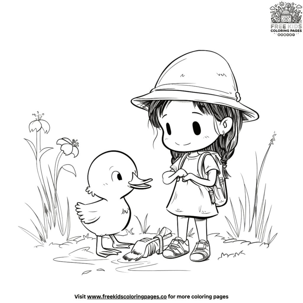 Sarah and duck coloring pages