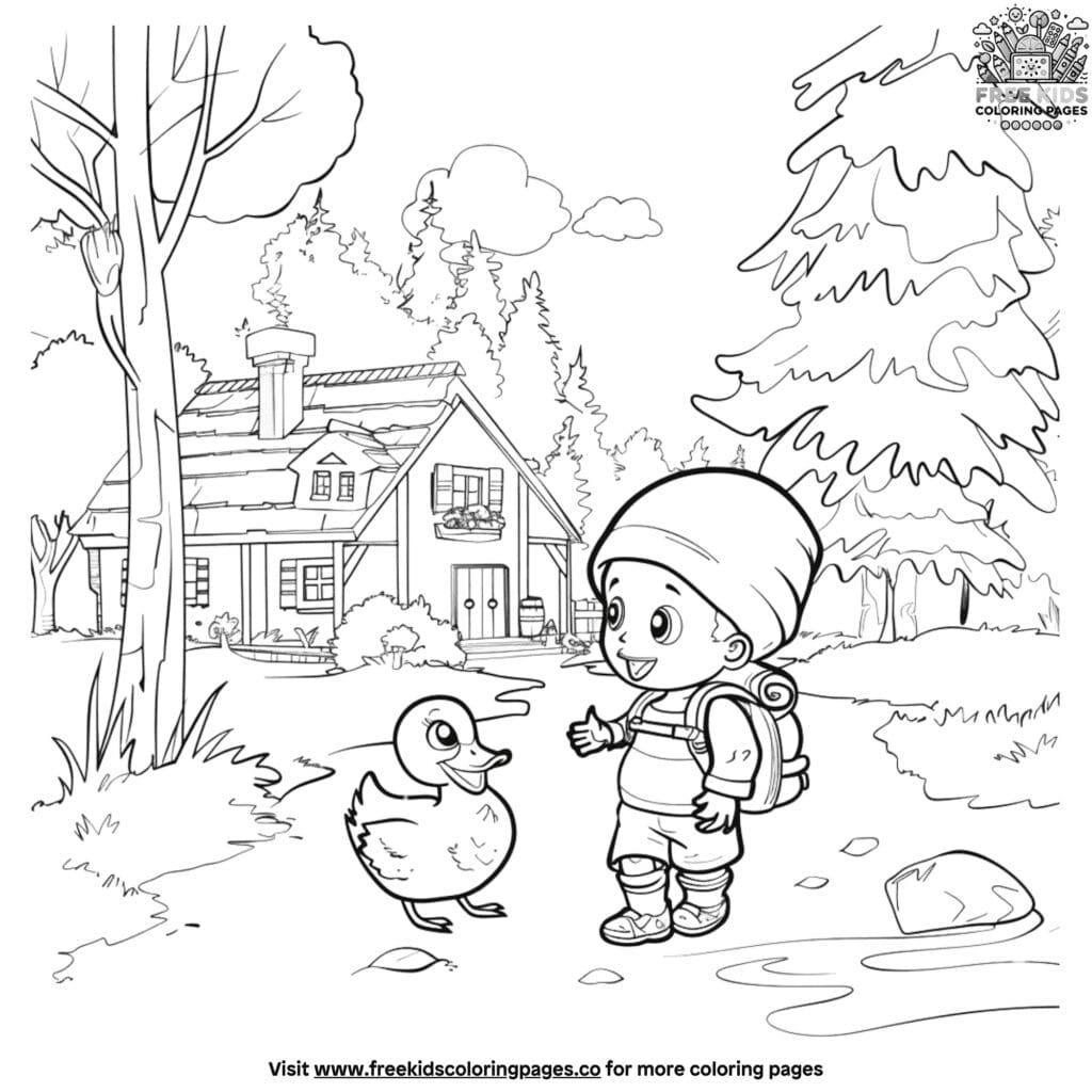 Sarah and duck coloring pages