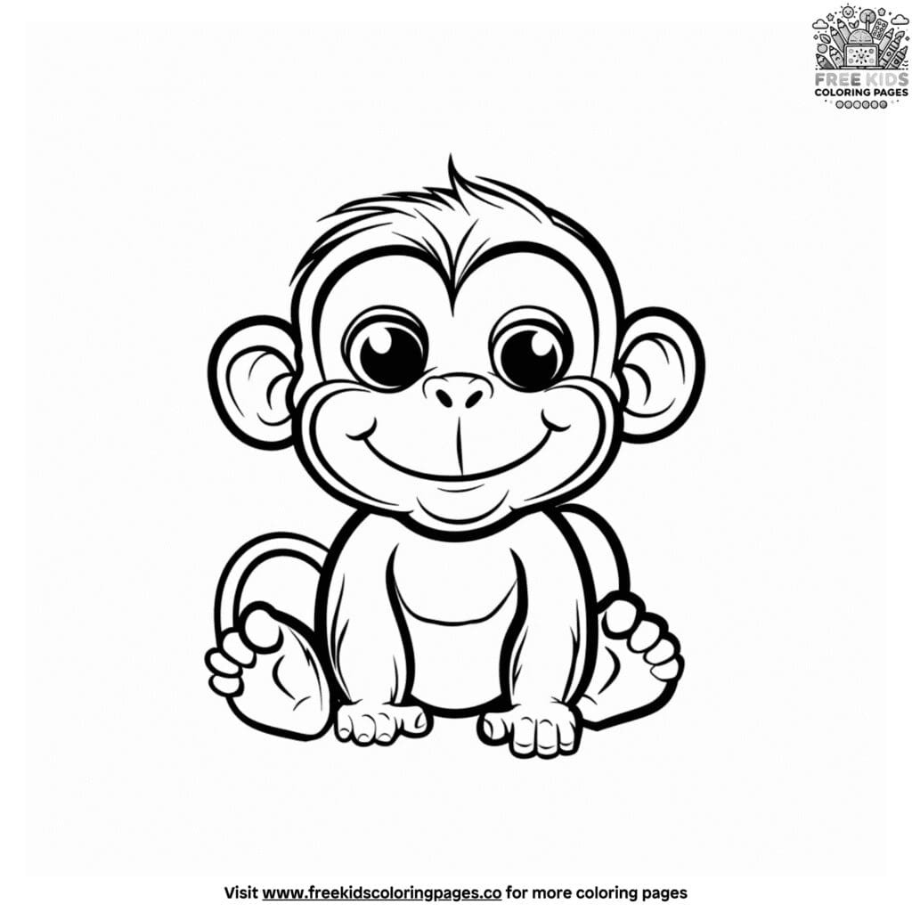 Easy monkey coloring pages