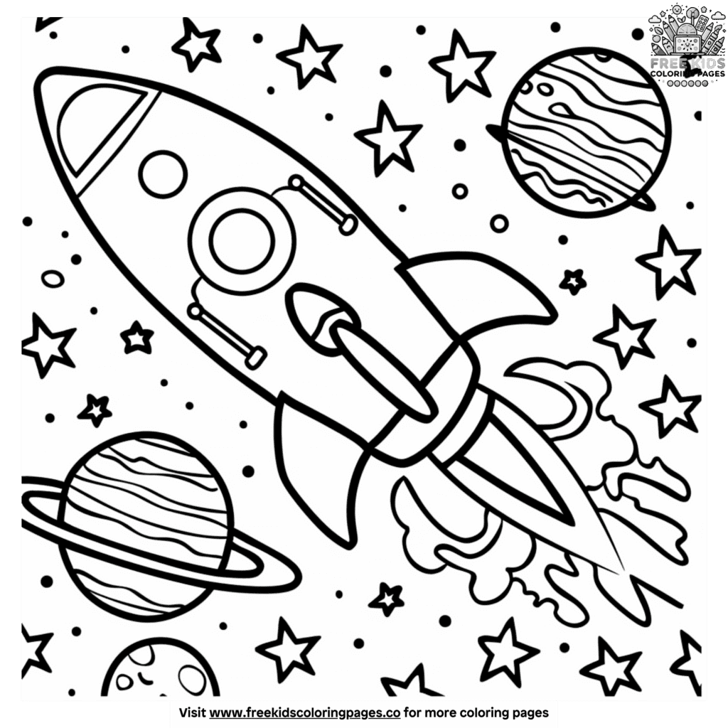 Easy kids space coloring pages