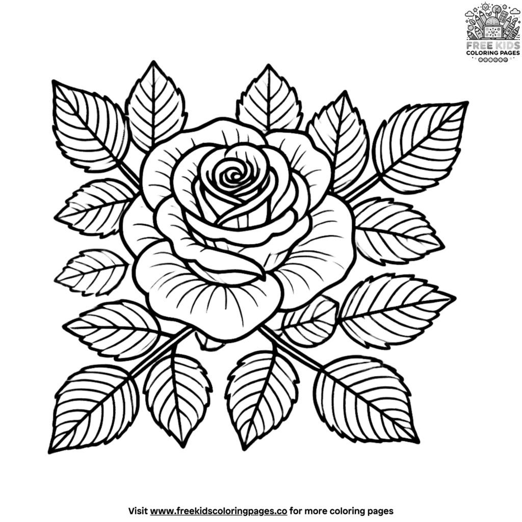 Basic Rose Coloring Pages For Kids