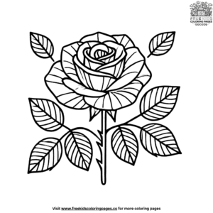 Easy Rose Coloring Pages For Kids