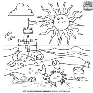 Amazing beach at sunrise coloring pages