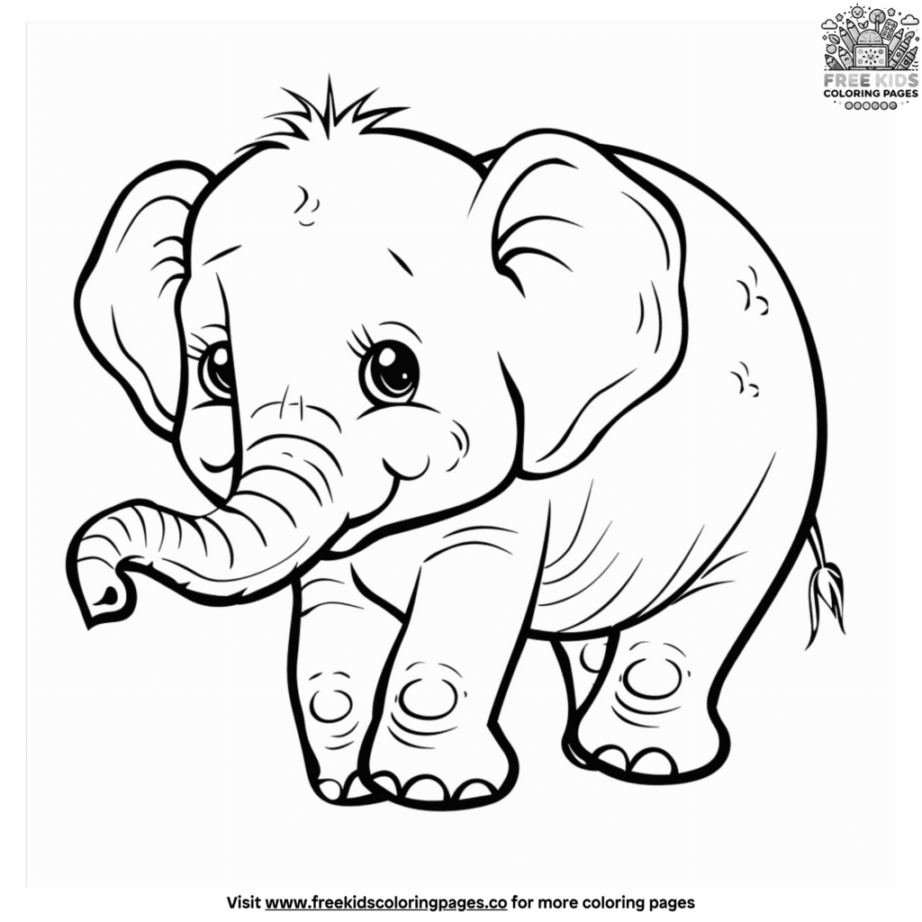 Basic And Easy Elephant Coloring Pages