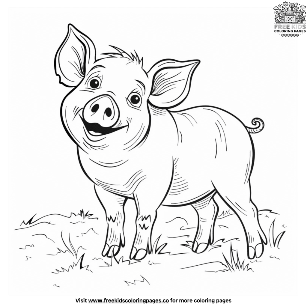 Simple and easy pig coloring pages for beginners