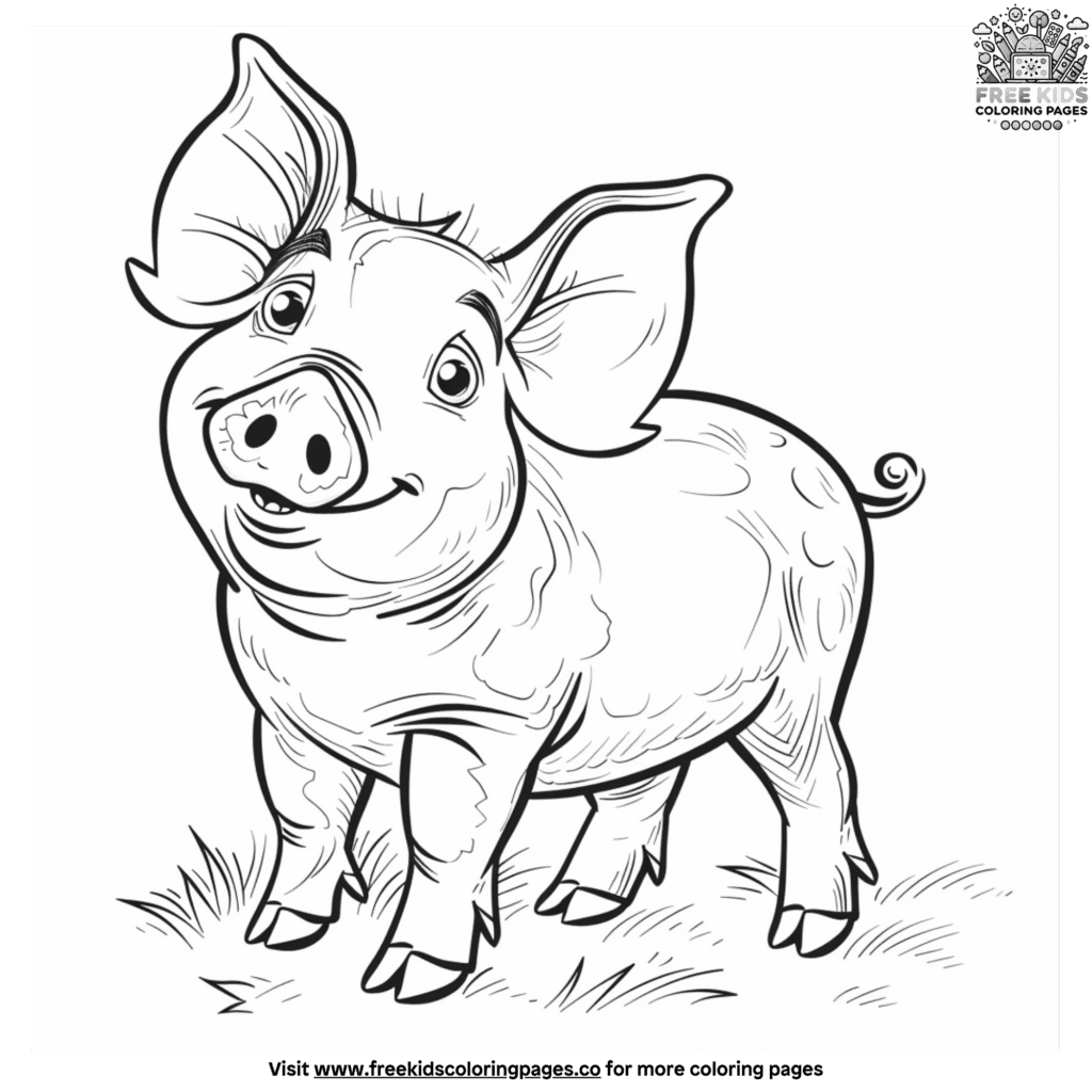 Simple and easy pig coloring pages for beginners