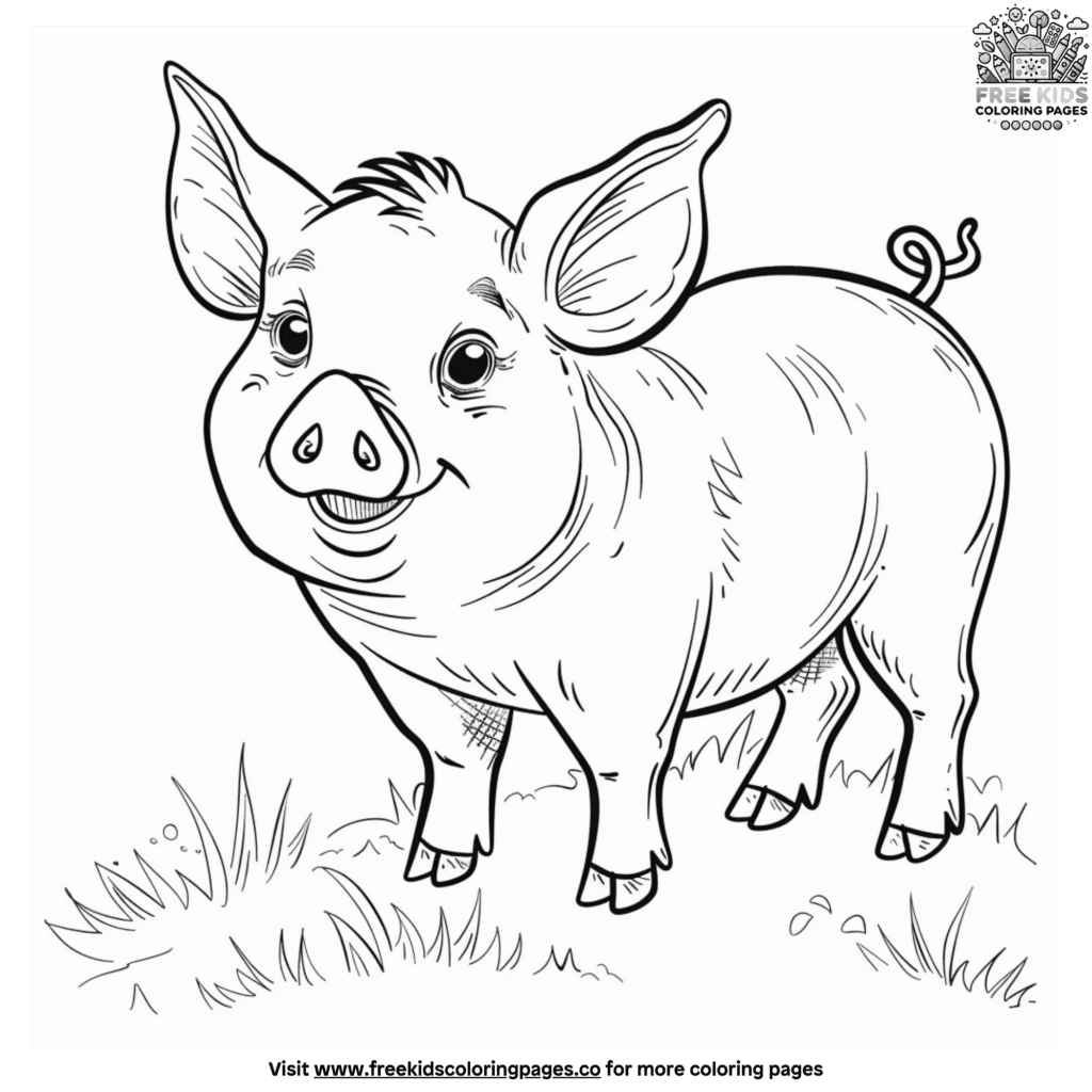 Simple and easy pig coloring pages for beginners