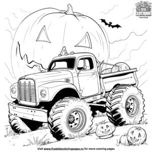 Monster Trucks And Pumpkin Coloring Pages