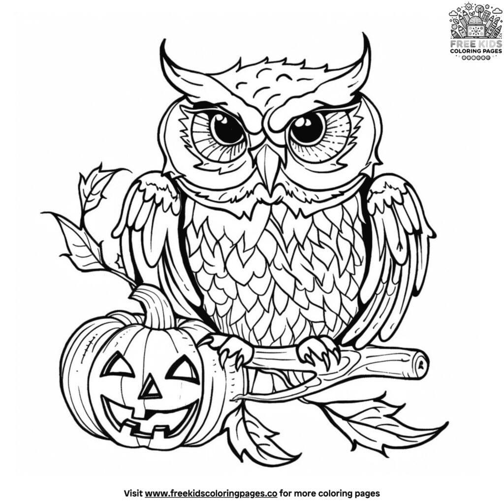 Scary halloween owl coloring page collection: add some magic to halloween