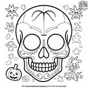 Eerie Skull Coloring Pages for Halloween