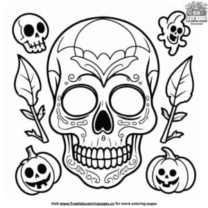 Haunted Halloween Skull Coloring Pages