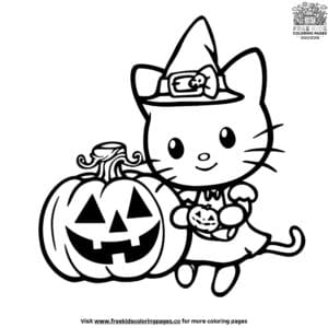 Spooky Hello Kitty Halloween Coloring Pages