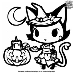 Enchanting Kuromi Halloween Coloring Pages