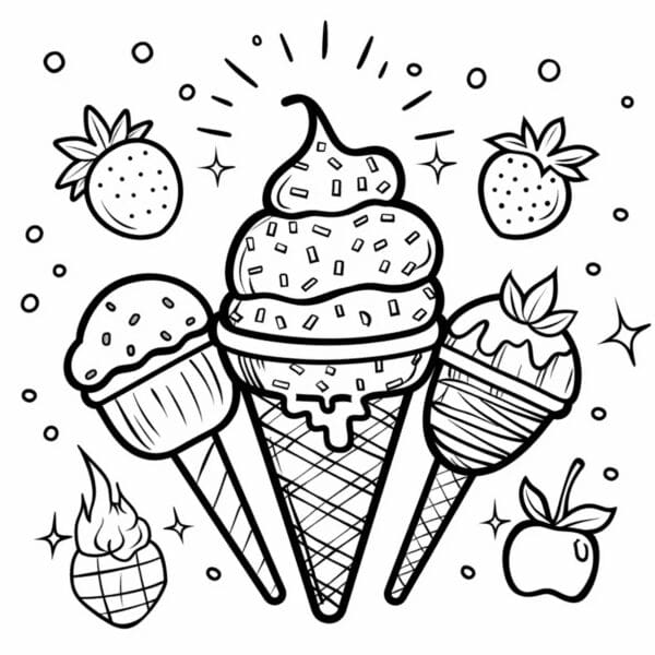 Simple ice cream coloring pages