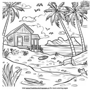 Beach Landscape Coloring Pages