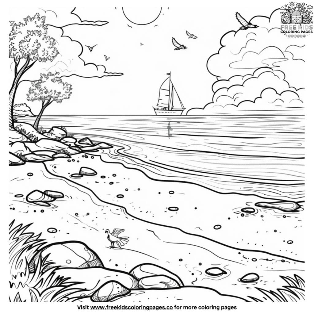 Stunning Beach Landscape Coloring - Stunning Beach Landscape Coloring Pages To Inspire Creativity 2 1024x1024 