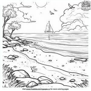 Amazing Sunset Beach Landscape Coloring Pages