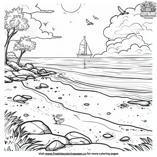 Amazing sunset beach landscape coloring pages