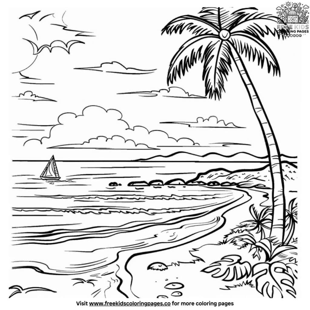 Stunning Beach Landscape Coloring Pages To Inspire Creativity