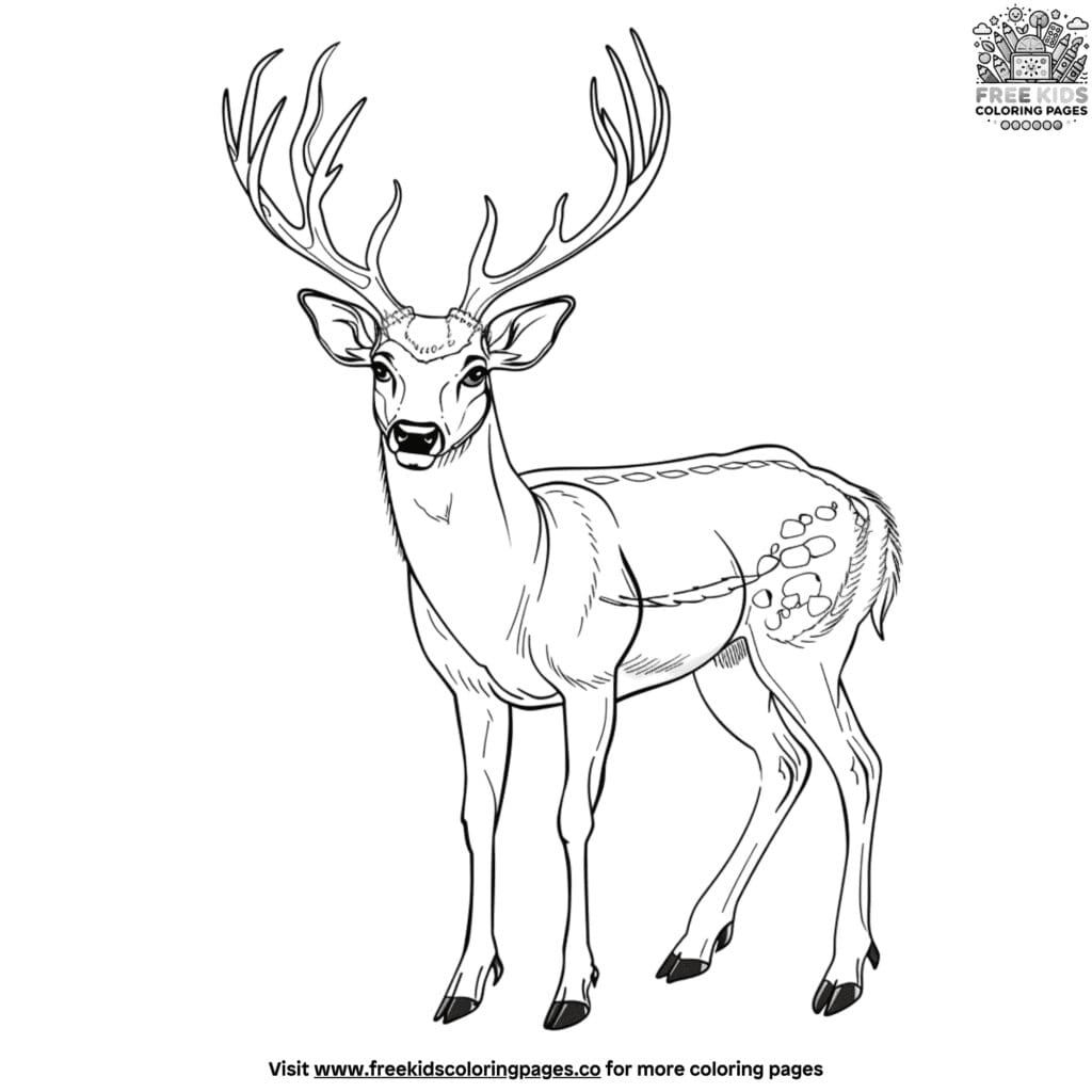 Realistic deer coloring pages