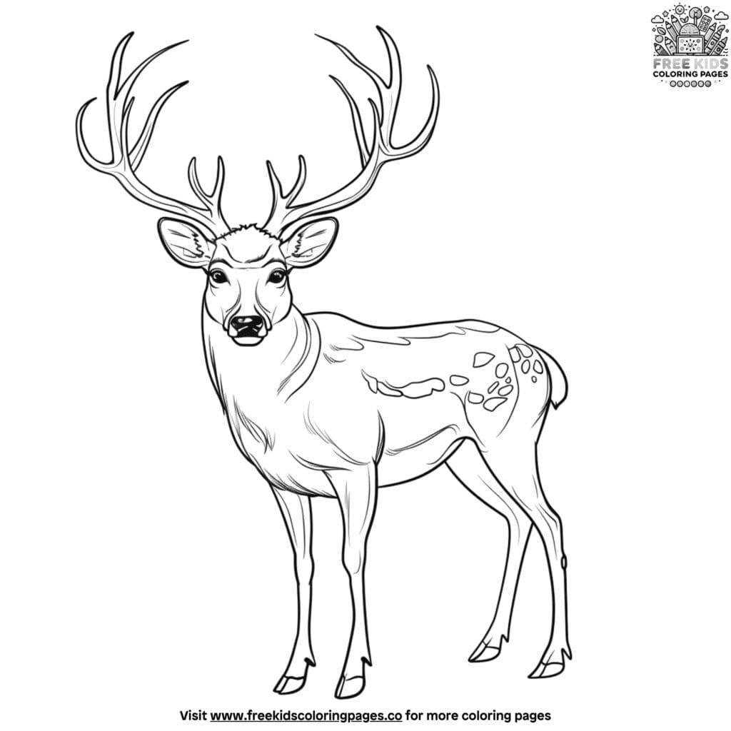 Realistic deer coloring pages