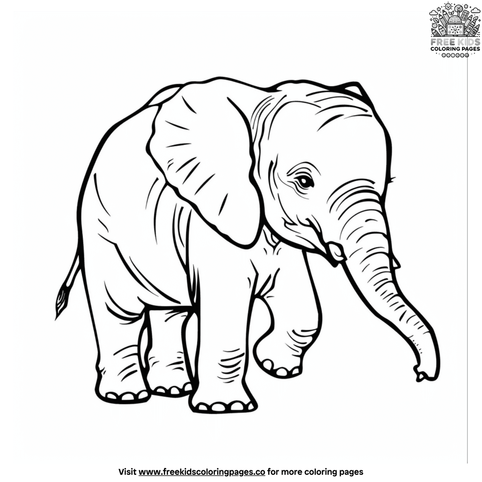 Bold Realistic Elephant Coloring Pages