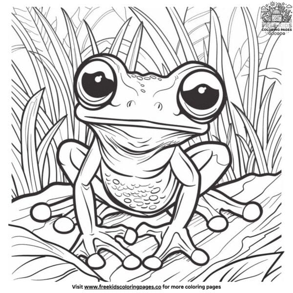 Vibrant realistic frog coloring pages