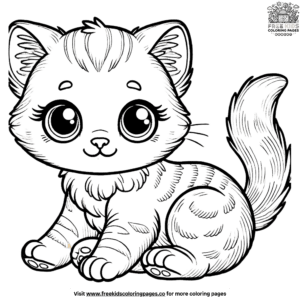 Bold realistic kitten coloring pages for detailed coloring