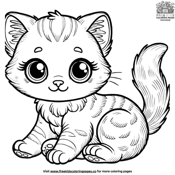 Bold realistic kitten coloring pages for detailed coloring