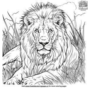 Vivid lion coloring pages