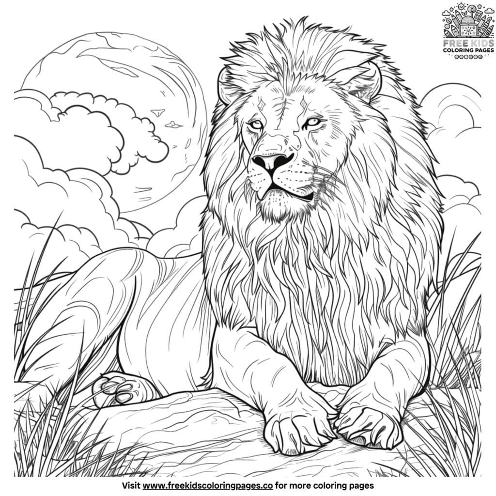 Realistic lion coloring pages