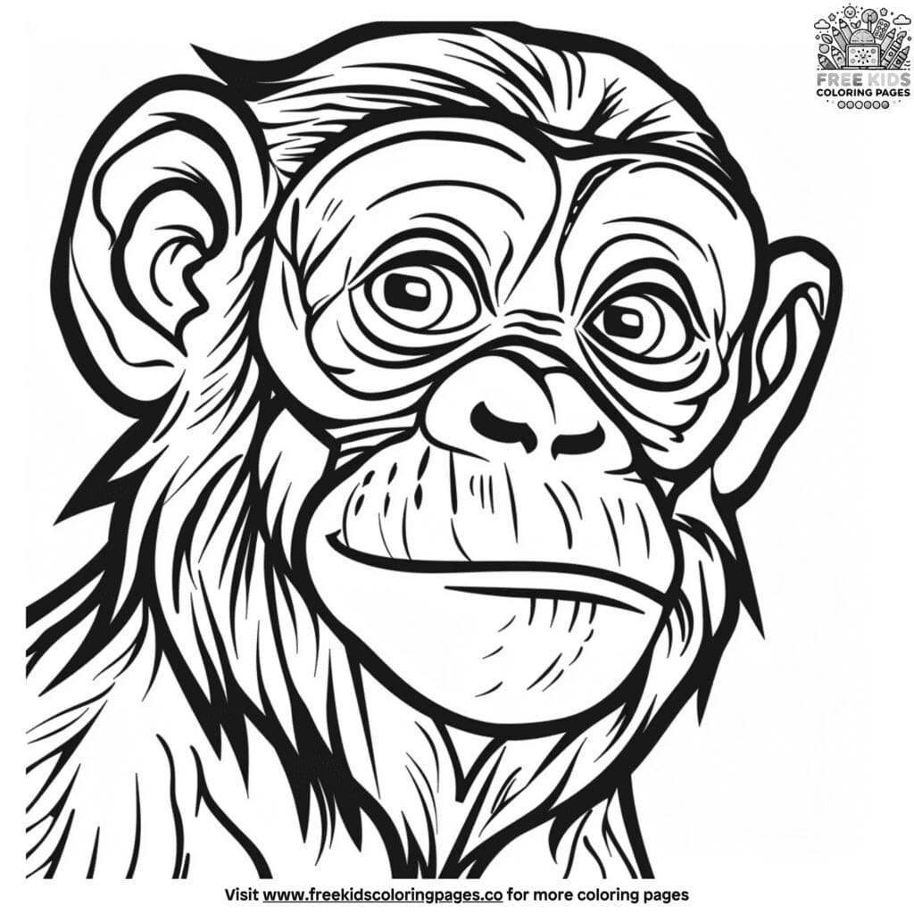 Realistic monkey coloring pages