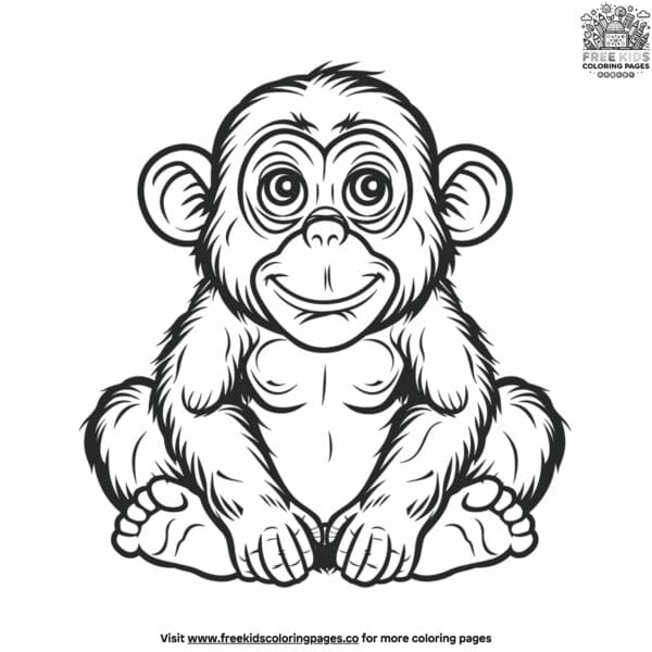 Detailed realistic monkey coloring pages