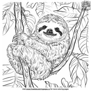 Realistic Sloth Coloring Pages