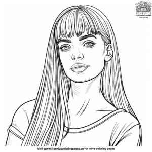 Straight Hair Realistic Girl Coloring Pages