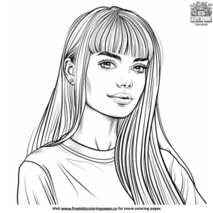 Long Straight Hair Coloring Pages