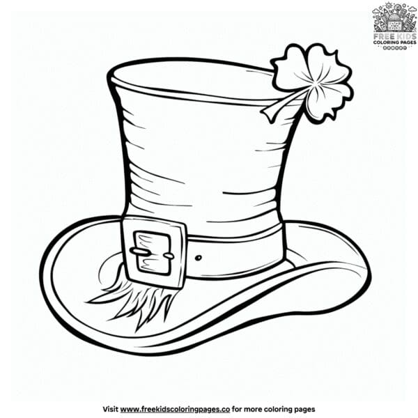 Stylish leprechaun hat coloring pages