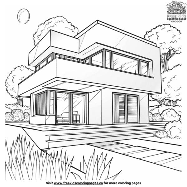 Trendy house coloring pages