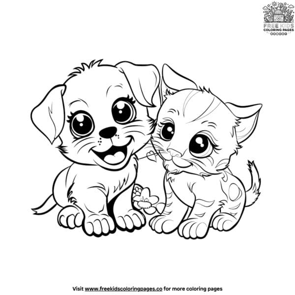 Sweet puppy and kitten coloring pages for animal fans