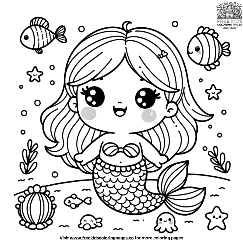 Cute Baby Mermaid Coloring Pages