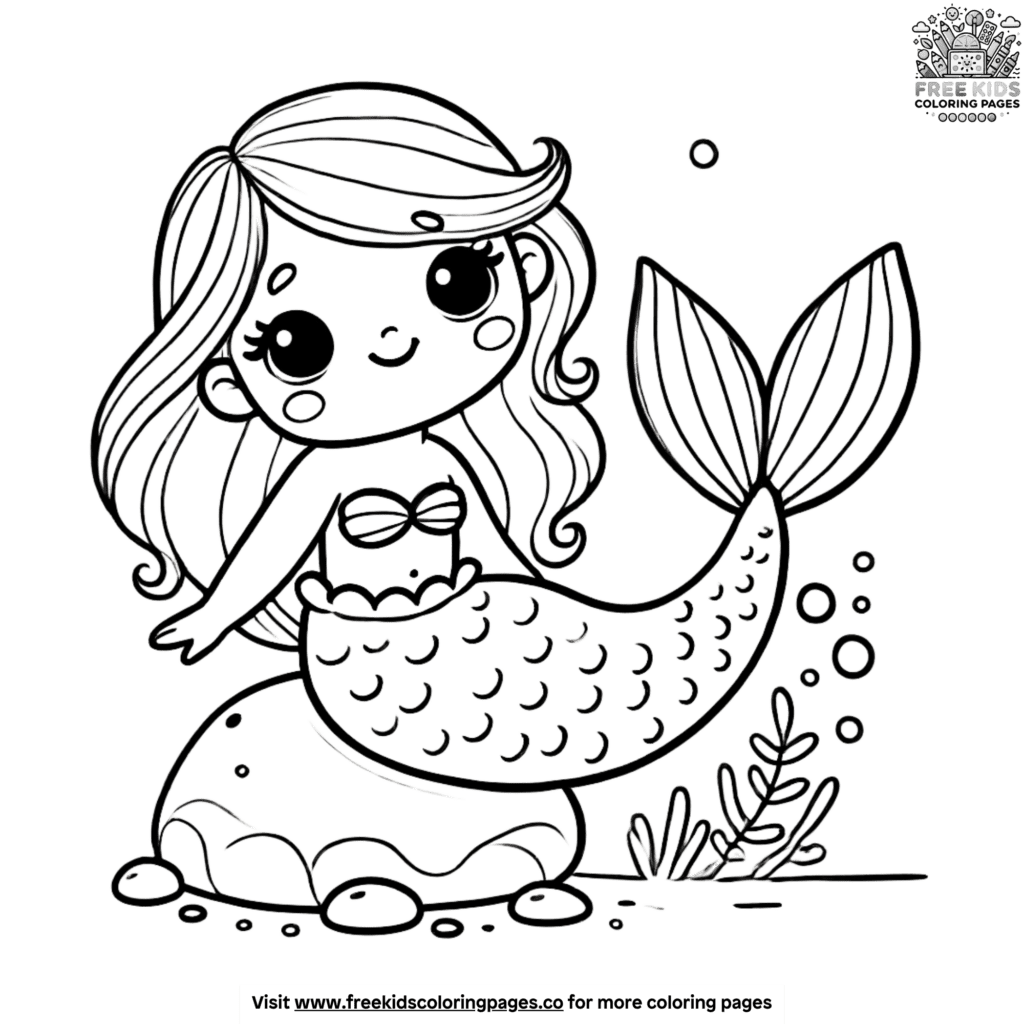 Adorable baby mermaid coloring pages